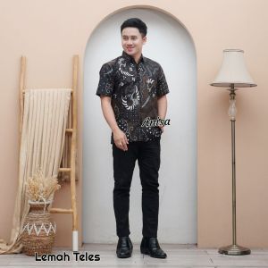 Baju Batik Couple Pasangan Motif Lemah Teles Kemeja Hem Batik Blouse Batik Lengan Panjang Kekinian