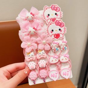 18PCS Cute Childrens Sanrio Kuromi Melody Cinnamoroll Baby Hair Accessories Girl Bangs  Clip Princess Cartoon Headdress