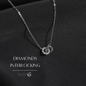 GLAMOR✨สร้อยคอ Diamonds Interlocking เงินS925 สไตล์ร่วมสมัย สำหรับผู้หญิง เรียบหรู จี้ห่วง