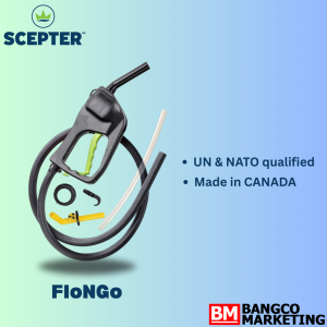 FloNGo (MaxFlo Siphon Pump) versatile pump handle designed to convert compatible Scepter fuel containers into safe and efficient fluid transfer systems