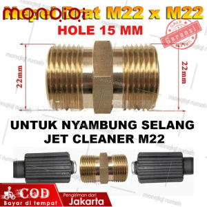 Nepel sambungan selang jet cleaner ukuran M22 lubang 15mm