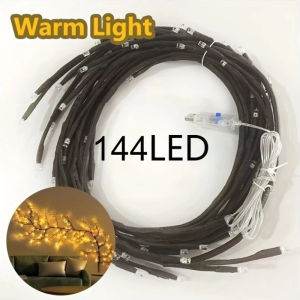 BHQ Branch Vine Light 72/96/144 LED Warm White Rattan Lamp USB Powered Indoor Wall Decor Raya Lampu