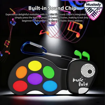 MUSLADY Trống Điện Tử Mini Silicon Có Thể Gập Lại Bàn Phím Di Động Móc Khóa Đồ Chơi Có Chip Âm Thanh Cho Trẻ Em Người Lớn Luyện Tập Âm Nhạc
