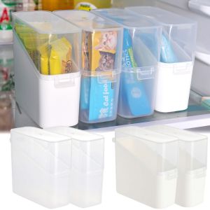 Refrigerator Side Door Storage Box Portable Plastic Food Container Cheese Slice Storage Box Flip-top Plastic Transparent Storage Box Tea Bag Cheese Small Item Storage Box
