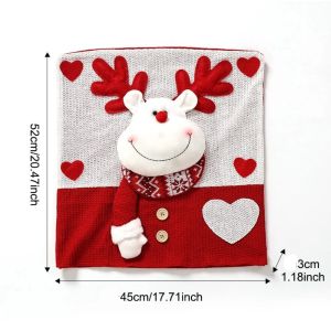 Sacesr Cartoon Christmas Chair Covers Reindeer Comfortable Xmas Dinner Chair Seat Cover Decorative Snowman Santa Claus Chair Back Cover K7M2P