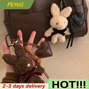 PkYeG Kawaii Plush Rabbit Keychain Y2K Cute Sweet Bunny Stuffed Keyring Backpack Pendant Bag Hanging Decoration For Girls Gift