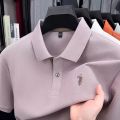 Men Summer Polo Shirt Business Casual Short Sleeve Loose Fit Tshirt Solid Color Embroidered Collar Top. 