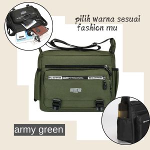 Tas Selempang Pria Kanvas Hijau Army Akhtar Jump zeno Premium Slingbag Bahu Cowok Keren Remaja