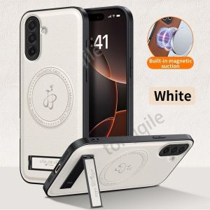 Luxury Leather Case For Samsung Galaxy A18 A08 5G 4G 2026 Phone Casing Back Cover Soft TPU Edge Shockproof Bumper Simple Anti Drop Car Holder Support Bracket