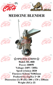 GOLDEN BULL MEDICINE SPICE NUT KACANG SOYA BEAN MEDICAL DRUGS BLENDER BLENDING GRINDER GRINDING CRUSHING CRUSHER POWDER MAKER CWH TOOLS SDN BHD CWH TOOLS TRADING CWH GROUP HL-08B