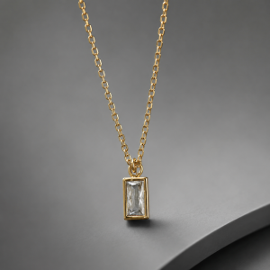 HB Jewelry BRILLIANCE STONE Pendant Chain Necklace for Women Non Tarnish Hypoallergenic Non Fading Elegant Minimalist Everyday Wear Fashion Jewelry Stylish Necklace