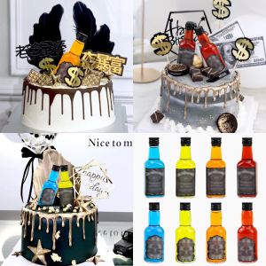2pcs Mini Liquor Cake Topper Decoration Ice Toy Display Birthday Father’s Day Supplies Decor
