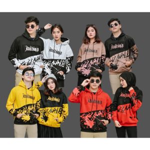 Jaket Hoodie Couple Premium Tanpa Resleting Motif Pluralisme Korean Style Pria Wanita
