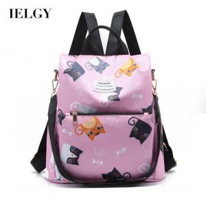 IELGY Womens bag zipper simple waterproof versatile printed shoulders Korean version stylish large capacity