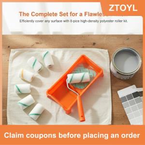 【ZTOYL】 8 chiếc Con Lăn Sơn nhỏ đặt vải mật độ cao 2 inch với khay sơn chắc chắn cho cạnh góc và sơn chi tiết