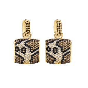 SEQUITO Temperament Lady Jewelry Yellow Gold Plated Micro Pave Tiny AAA Cubic Zirconia Leopard Drop Earrings Evening Party Clothing Accessories SE910