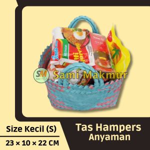 Tas Anyaman Plastik Murah Keranjang Belanja Bingkisan Hampers Kecil (S) Muat Kotak Snack Ulang Tahun