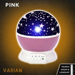 Lampu Tidur Proyektor Aesthetic 360 Karakter Bulan Bintang Rotasi 8 Mode LED Kamar