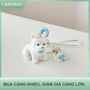【LAKEBAO】 Đổ xô con chó con Keychain lông chó điện thoại chuỗi dây đeo quyến rũ Keyring trang sức chống mất dây buộc túi trang trí