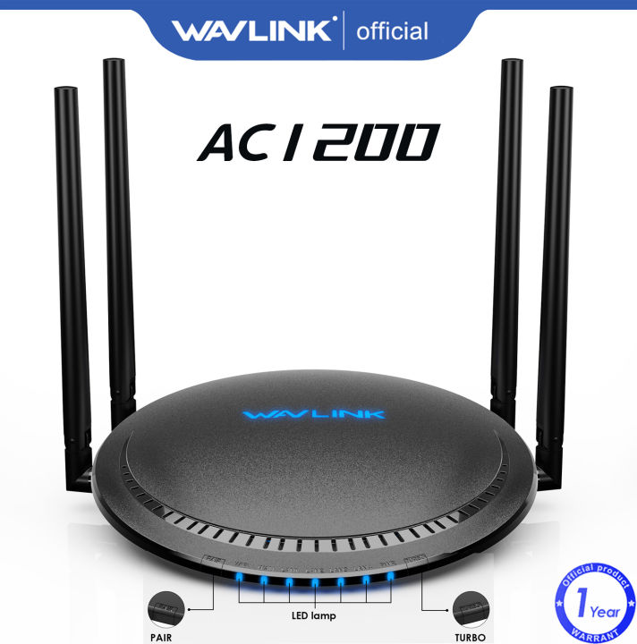 WAVLINK AC1200 Dual Band 5 GHz + 2.4 GHz WiFi Router, Wireless Internet Router for Home and Gaming with WAN/LAN Gigabit Ethernet Ports, 4 x 5 dBi High-Gain Antennas, Supports Router / AP / WISP Mode
