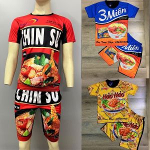 Bộ thun cho bé trai bé in hình mì tôm ngộ nghĩnh từ 10kg đến 20kg