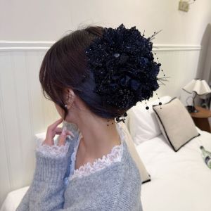 ZOOGGJZ Peony Flower Grasping Clip Sequin Tassel Flower Hairgrips Fashion Plastic Hair Claw Women