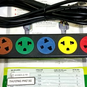 Ổ cắm điện LiOA 6 lỗ cắm dòng điện 10A (Max 2200W) bảo vệ tải CB Switch On/Off (6SND)