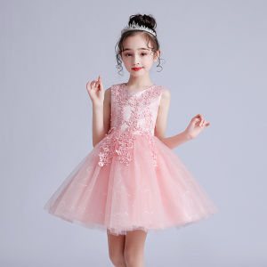 Red White Blue Champagne Ball Gown Lace beads Baby Girls Dress Opening Ceremony Clothing Tutu Party Elegant Wear Girls Princess Dress Kids Dress 3 4 5 6 7 8 9 10 11 12 Years Old