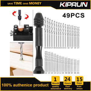 [Ready stock] KIPRUN 49pcs Mini Micro Aluminum Hand Drill With Keyless Chuck HSS Twist Drill Bit Woodworking Drilling Rotary Tools Hand Drill Manual