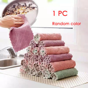 [✅SG Ready Stock] Pack of 10 Kitchen Hand Towel Dish Cleaning Coral Fleece Microfiber Cloth Wipes Super Water Absorption