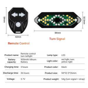 Emika Choice Bicycle Tail Light With Remote Waterproof Cycling Signal Light Rechargeable Taillight