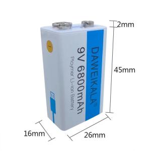 /9v 6800mah Li-Ion Rechargeable Usb 9v Lithium For Multimeter Microphone Toy Usb Charging Cable.