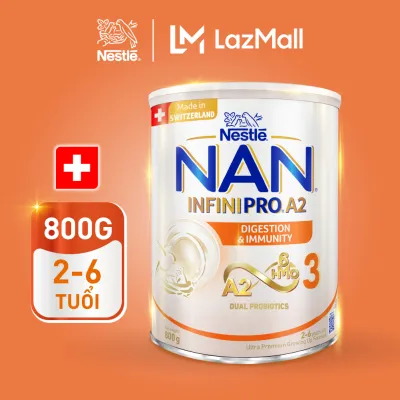[CHỈ 12-14.08 QT ĐƠN 599K/999K/1299K] Sữa bột Nestlé NAN INFINIPRO A2 bước 3 800g cho bé 2 - 6 tuổi nhập khẩu Thụy Sĩ với công thức đầu tiên chứa đạm A2 6HMO & Lợi khuẩn kép