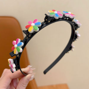 Flower Braided Headband Girls Clip Hair Accessories Broken Hair Hairpin Headdress Hair Band Bangs Clip