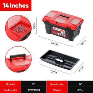 Mitushi 20"inch Plastic Tool Box Organizer with Tray Organizer Storage Box Metal Buckle Latches Plastic Organizer