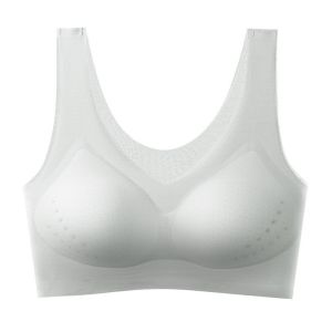 Miss Candy【Super invisible】Summer Ice Silk Seamless Wireless Bra Ultra-Thin Breathable Comfort Plus Size Women Traceless Support Sports Lightweight 40-95kg Lingerie Underwear Women