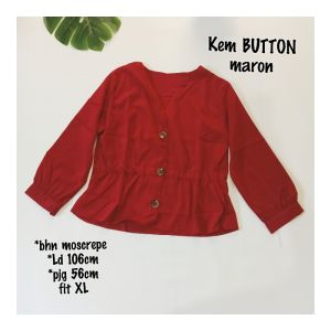 T-OS Atasan Wanita Blus V Button Polos TS10020