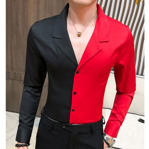 Áo sơ mi nam phối 2 màu độc lạ thiết kế kiểu cổ vest sang trọng lịch lãm H21