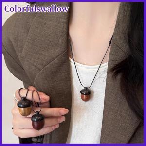 Colorfulswallow Sáng tạo có thể mở ra acorn Mặt dây chuyền dài dây chuyền choker cho phụ nữ người đàn ông thích hợp áo len chuỗi trang sức quà tặng
