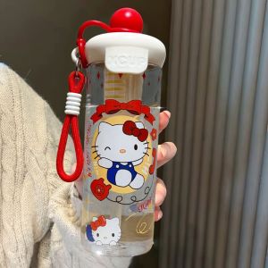 Chai nước họa tiết hoạt hình dễ thương có ống hút và đồ pha trà dành cho nữ tiện mang theo và có sức chứa lớn