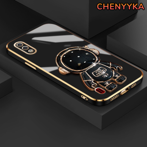 CHENYYKA Casing Ponsel untuk Samsung A01 Core M01 Core A7 2018 A10s M01s M21 M30s Case pola astronot indah Casing HP pelapisan permukaan batas baru Gel silika Softcase wadah Phone Stands lensa kamera Kesing