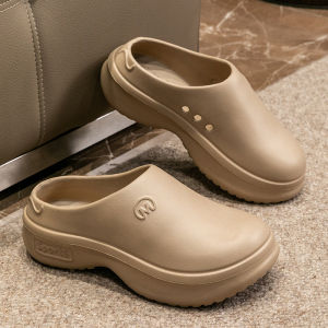 Free Shipping Thick-Soled Closed-Toe Slip-On Sandals For Women 2026 New Style Lightweight Non-Slip Waterproof Height-Increasing Chef Shoes Trendy Clogs