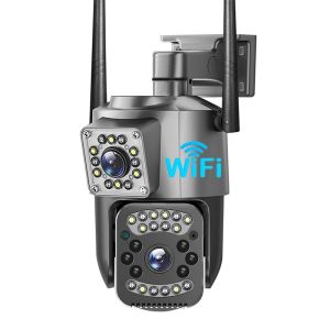 Kamera CCTV v380 Pro WiFi Luar Ruangan Kamera Pengintai 360 Derajat Layar Lensa Ganda Bicara Dua Arah CCTV IP Kamera Tahan Air Kamera Nirkabel Kendali Jarak Jauh melalui Telepon Penglihatan Malam Deteksi Gerakan