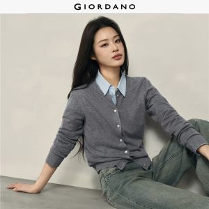 GIORDANO Korea Women Cardigans Wool-Blend Shell Buttons Cardigans Crewneck Regular Fit Fashionable Casual Cardigans 05355714