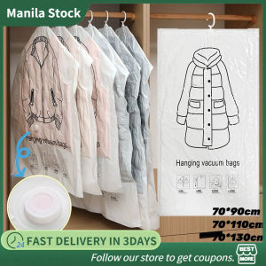 Hanging Vacuum Storage Bag Coat Jackets Closet Organizer with Hanger Vacuum Dust-Proof Bag
