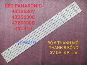 THANH ĐÈN LED TIVI PANASONIC 43DS630V 43DS600V 43DS630C 43EX630V 43ES500 43ES630B 43C410K 42A400V 42C410V HÀNG MỚI 100% BỘ 5 THANH HOẶC 6 THANH MỖI THANH 8 BÓNG 3V DÀI 85cm
