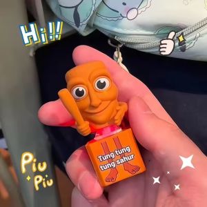 Tung Tung Tung Saur Móc Khóa Ý Brainrot Động Vật Chìa Khóa Sáng Tạo Giải Nén Túi Âm Thanh Mặt Dây Chuyền Móc Chìa Khóa