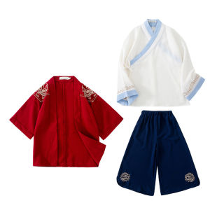 ชุดตรุษจีนเด็กผู้ชาย ชุดปีใหม่ ชุดจีน ชุดเด็กจีนโบราณ สำหรับเด็กอายุ 9- 10 ปี