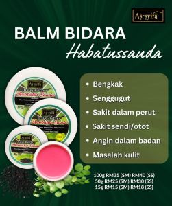 BIDARA ASSYIFA BALM BIDARA HABATUSSAUDA SENGGUGUT LANCAR HAID NIFAS BUANG ANGIN BENGKAK ANGGOTA BADAN BIDARA ASSYIFA HQ BIDARA AS SYIFA BIDARA AS-SYIFA LULUS KKM NOT221205216K