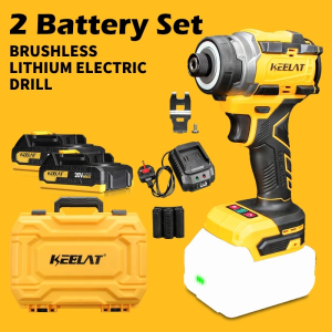 KEELAT KCID03 230N.M Brushless Impact Drill Driver 4 Gear Cordless Screwdrivers Battery Drill Bit Set Heavy Duty Electric Machine